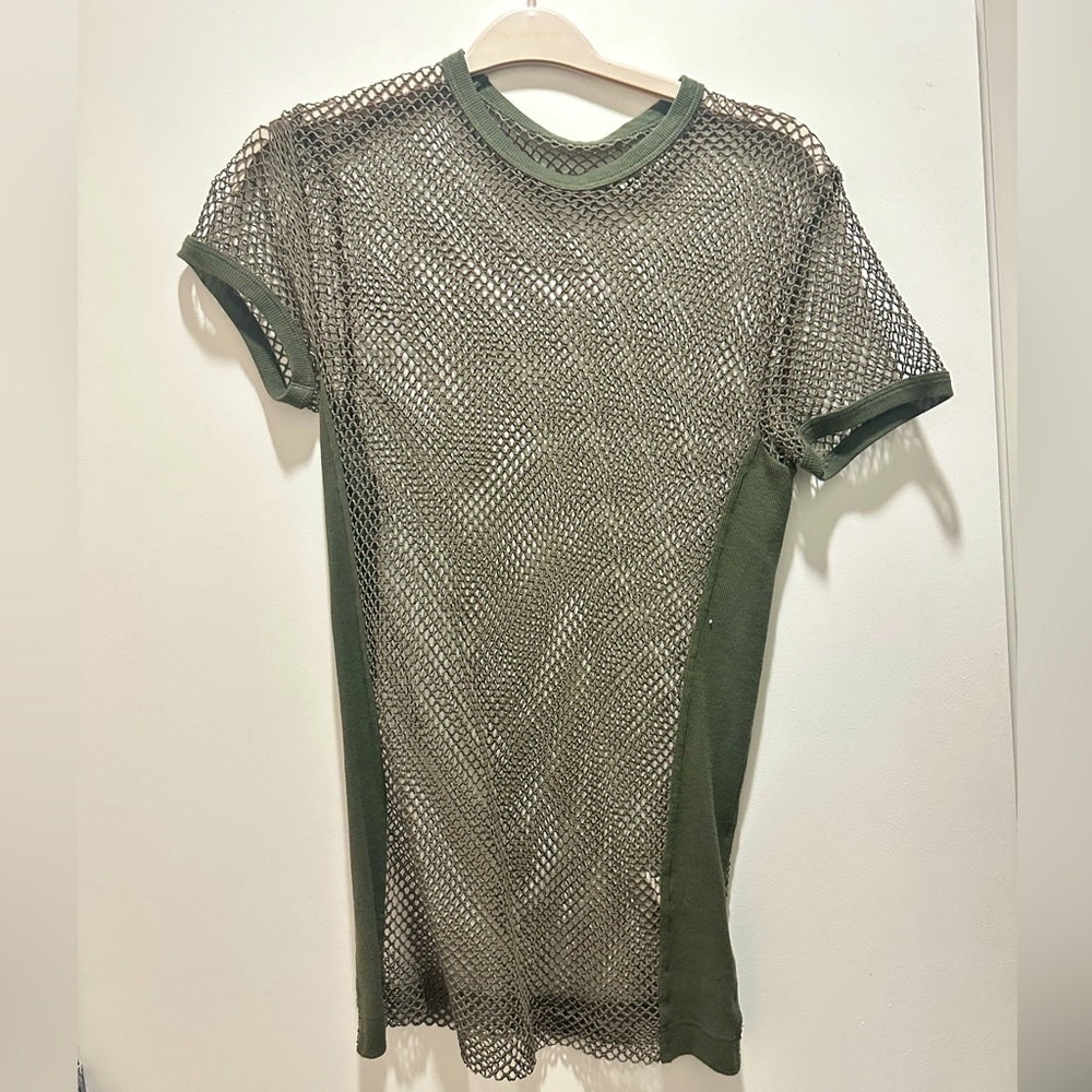 D&G - DOLCE & GABBANA - men’s mesh jersey t shirt army green y2k style 90s